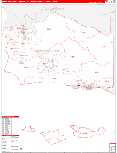 Santa Maria-Santa Barbara Metro Area Wall Map